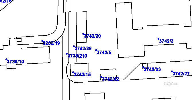 Parcela st. 3742/5 v KÚ Louny, Katastrální mapa