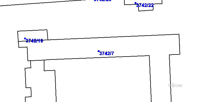 Parcela st. 3742/7 v KÚ Louny, Katastrální mapa