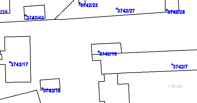Parcela st. 3742/19 v KÚ Louny, Katastrální mapa