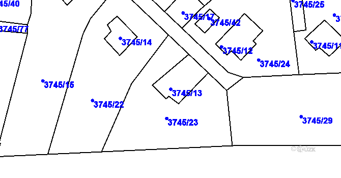 Parcela st. 3745/13 v KÚ Louny, Katastrální mapa