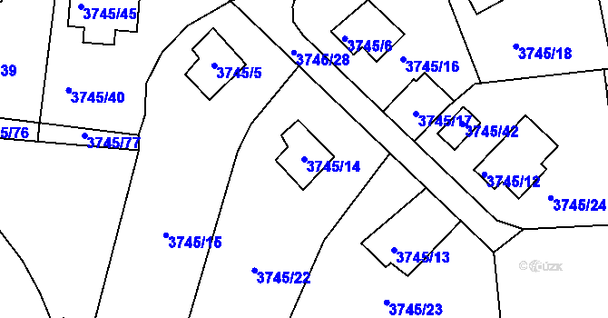 Parcela st. 3745/14 v KÚ Louny, Katastrální mapa