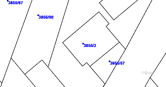 Parcela st. 3855/2 v KÚ Louny, Katastrální mapa