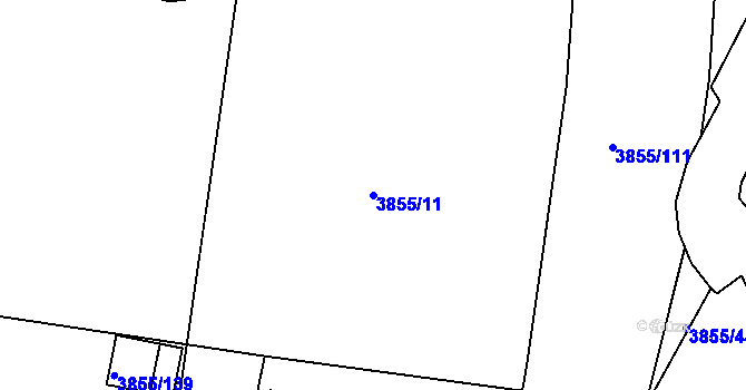 Parcela st. 3855/11 v KÚ Louny, Katastrální mapa