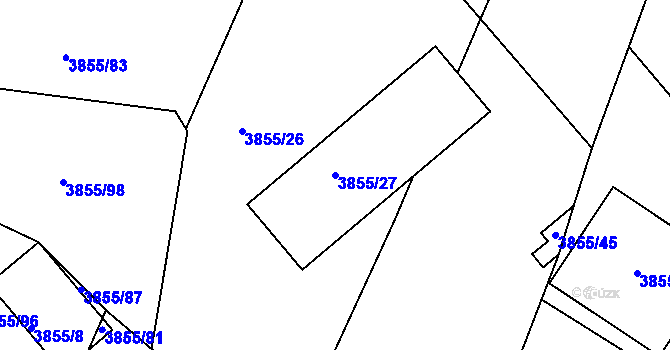 Parcela st. 3855/27 v KÚ Louny, Katastrální mapa