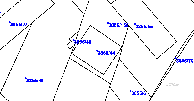 Parcela st. 3855/44 v KÚ Louny, Katastrální mapa
