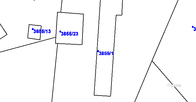 Parcela st. 3859/1 v KÚ Louny, Katastrální mapa