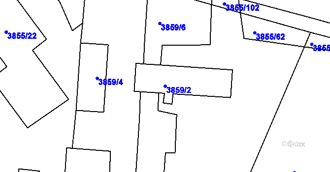 Parcela st. 3859/2 v KÚ Louny, Katastrální mapa