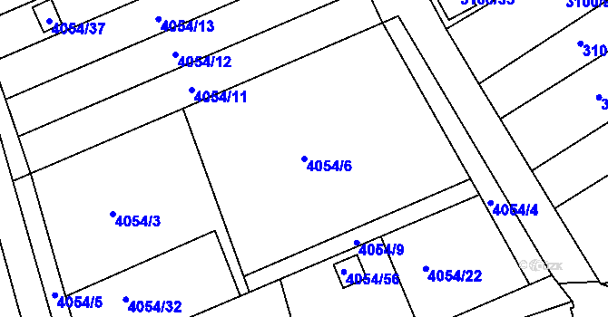 Parcela st. 4054/6 v KÚ Louny, Katastrální mapa