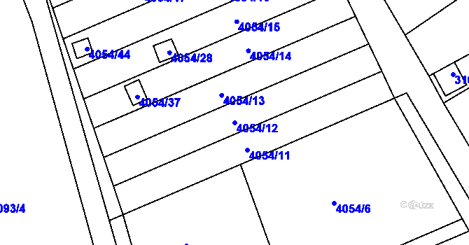Parcela st. 4054/12 v KÚ Louny, Katastrální mapa