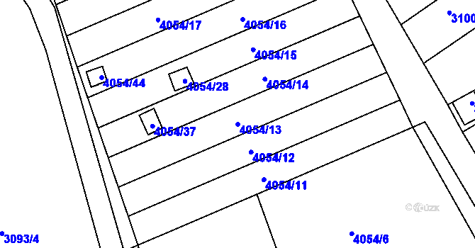 Parcela st. 4054/13 v KÚ Louny, Katastrální mapa