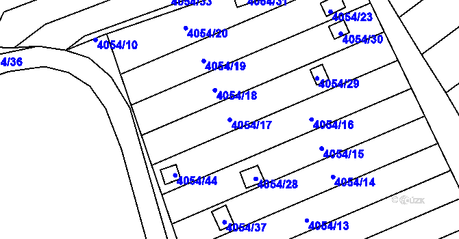 Parcela st. 4054/17 v KÚ Louny, Katastrální mapa