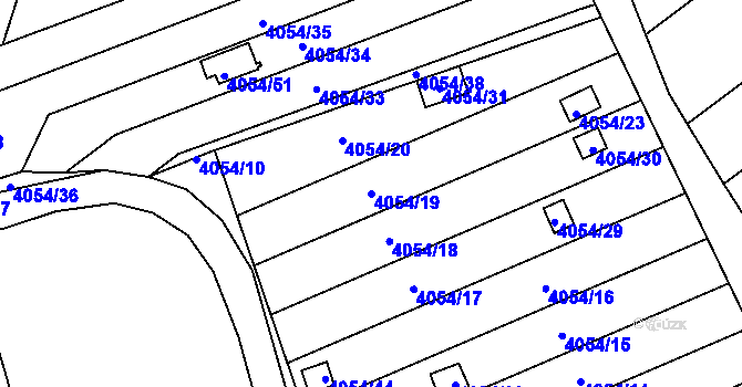 Parcela st. 4054/19 v KÚ Louny, Katastrální mapa