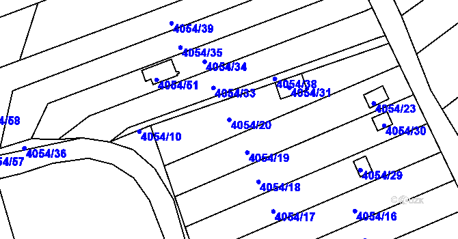 Parcela st. 4054/20 v KÚ Louny, Katastrální mapa