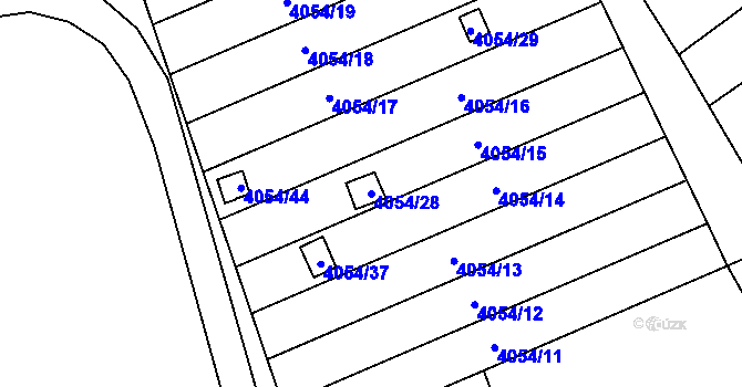 Parcela st. 4054/28 v KÚ Louny, Katastrální mapa