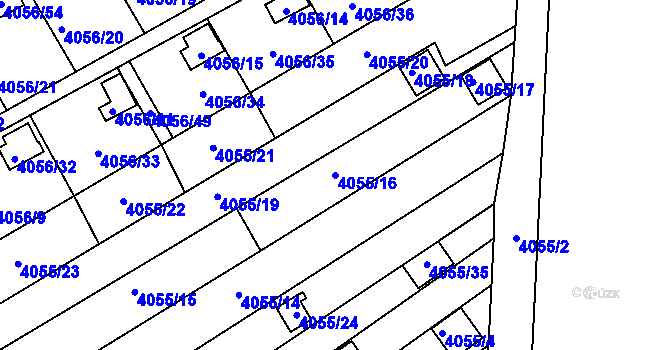 Parcela st. 4055/16 v KÚ Louny, Katastrální mapa
