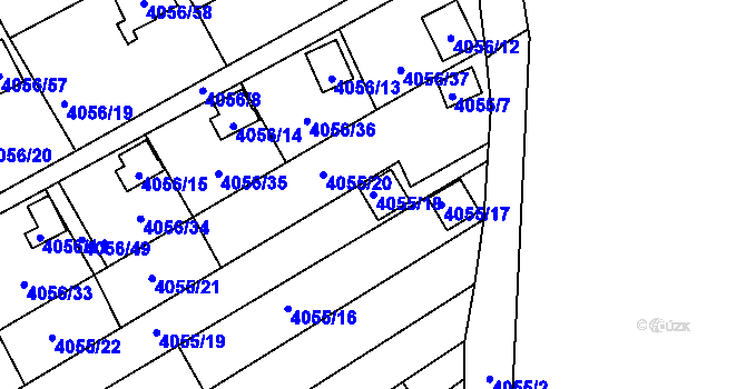 Parcela st. 4055/18 v KÚ Louny, Katastrální mapa