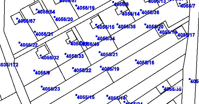 Parcela st. 4055/21 v KÚ Louny, Katastrální mapa