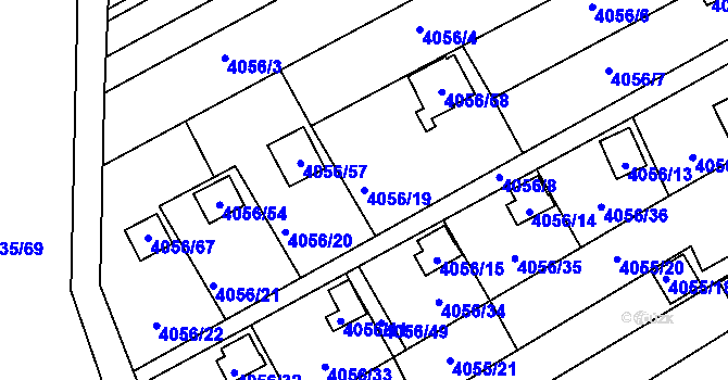 Parcela st. 4056/19 v KÚ Louny, Katastrální mapa