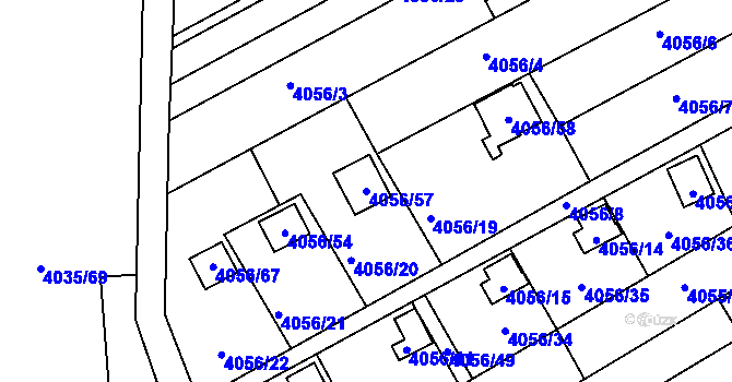 Parcela st. 4056/57 v KÚ Louny, Katastrální mapa