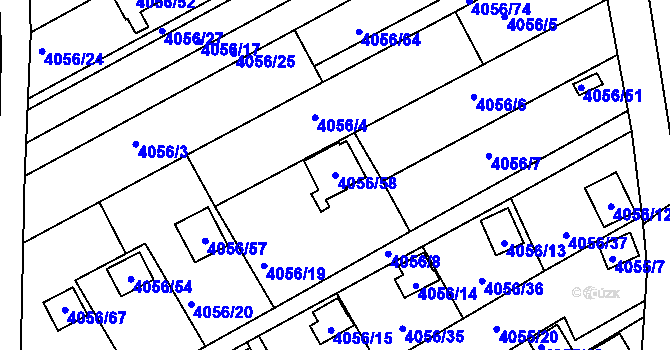 Parcela st. 4056/58 v KÚ Louny, Katastrální mapa