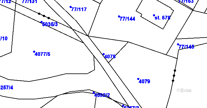 Parcela st. 4078 v KÚ Louny, Katastrální mapa