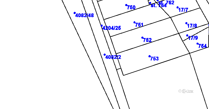 Parcela st. 4082/2 v KÚ Louny, Katastrální mapa