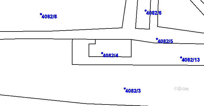 Parcela st. 4082/4 v KÚ Louny, Katastrální mapa