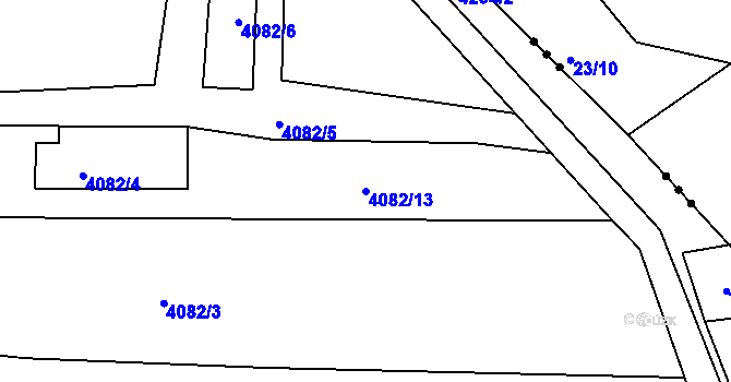 Parcela st. 4082/13 v KÚ Louny, Katastrální mapa