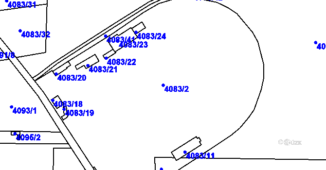 Parcela st. 4083/2 v KÚ Louny, Katastrální mapa