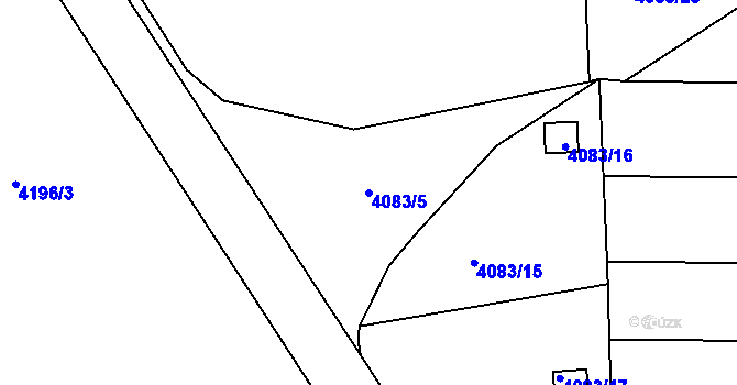 Parcela st. 4083/5 v KÚ Louny, Katastrální mapa