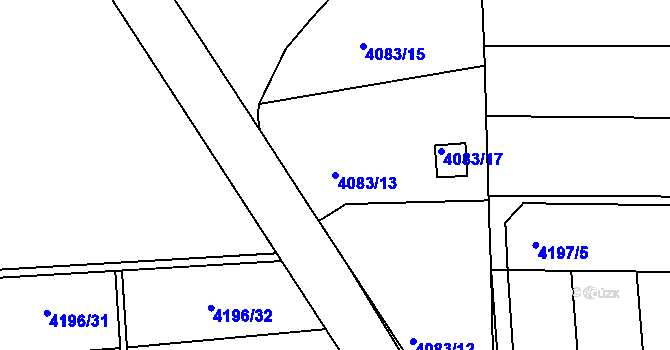 Parcela st. 4083/13 v KÚ Louny, Katastrální mapa