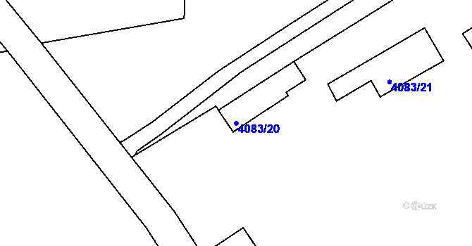 Parcela st. 4083/20 v KÚ Louny, Katastrální mapa
