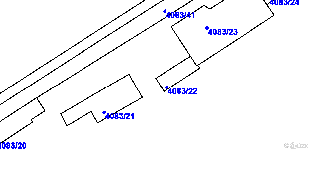 Parcela st. 4083/22 v KÚ Louny, Katastrální mapa