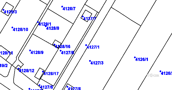 Parcela st. 4127/1 v KÚ Louny, Katastrální mapa