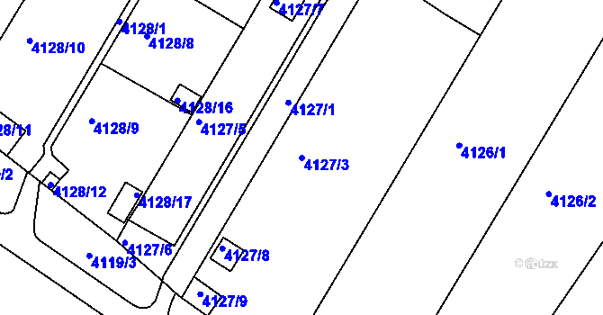 Parcela st. 4127/3 v KÚ Louny, Katastrální mapa