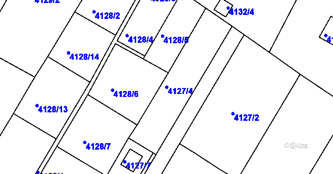 Parcela st. 4127/4 v KÚ Louny, Katastrální mapa