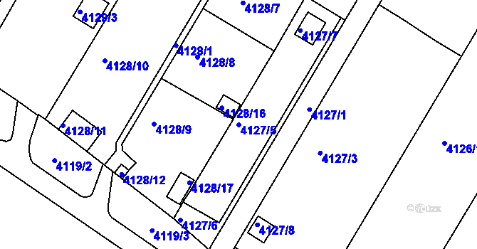 Parcela st. 4127/5 v KÚ Louny, Katastrální mapa