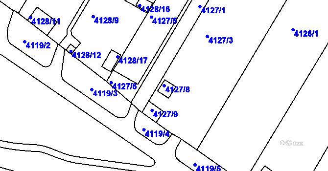 Parcela st. 4127/8 v KÚ Louny, Katastrální mapa