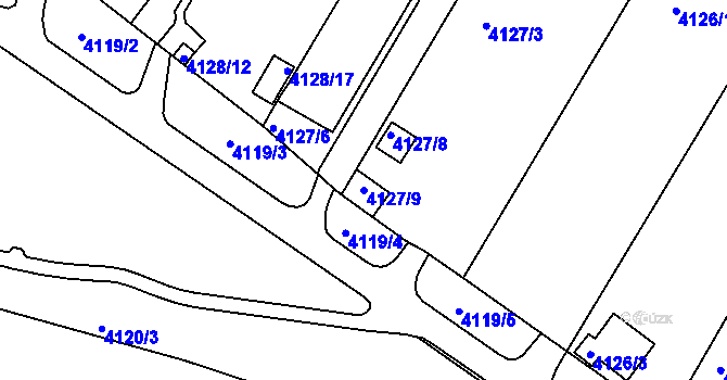 Parcela st. 4127/9 v KÚ Louny, Katastrální mapa
