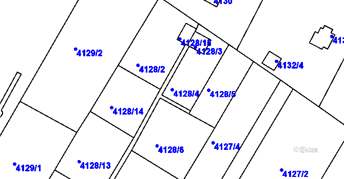 Parcela st. 4128/4 v KÚ Louny, Katastrální mapa