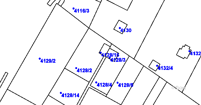 Parcela st. 4128/15 v KÚ Louny, Katastrální mapa