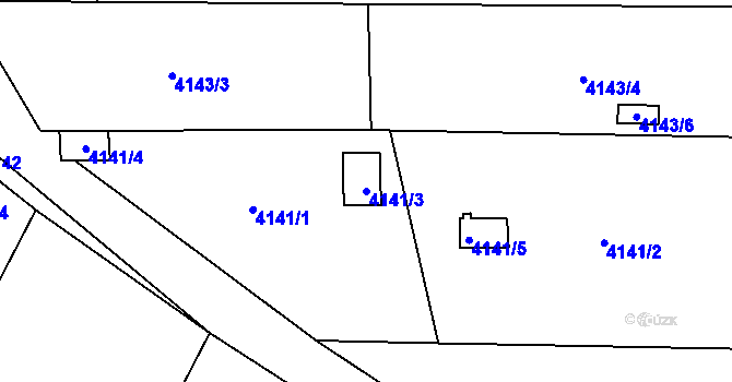 Parcela st. 4141/3 v KÚ Louny, Katastrální mapa