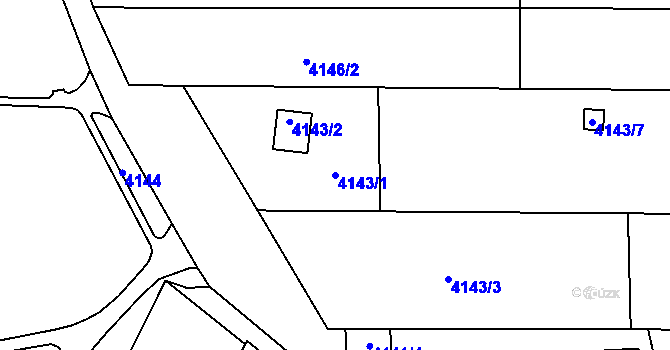 Parcela st. 4143/1 v KÚ Louny, Katastrální mapa