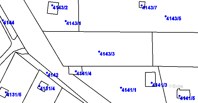 Parcela st. 4143/3 v KÚ Louny, Katastrální mapa