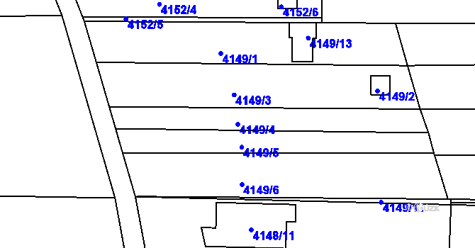 Parcela st. 4149/4 v KÚ Louny, Katastrální mapa