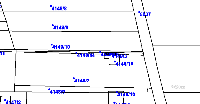 Parcela st. 4149/12 v KÚ Louny, Katastrální mapa