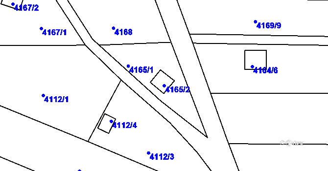 Parcela st. 4165/2 v KÚ Louny, Katastrální mapa