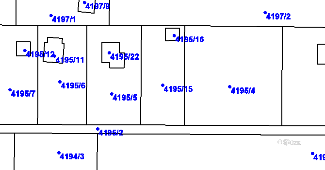 Parcela st. 4195/15 v KÚ Louny, Katastrální mapa