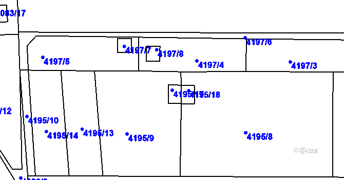 Parcela st. 4195/17 v KÚ Louny, Katastrální mapa