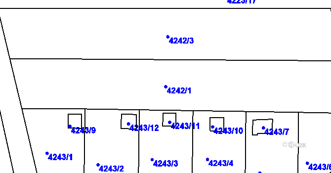 Parcela st. 4242/1 v KÚ Louny, Katastrální mapa